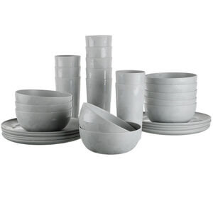 NEW Mainstays Gray 30pc Plastic Dinnerware Set Ghosts One Size